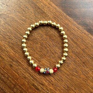 New Gold Hematite Gemstone Stretch Bracelet 7"
